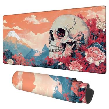 Imagem de NITAHHHY Tapete de rato para jogos de caveira anime com borda costurada de 3 mm de espessura, impermeável, antiderrapante, grande, tapete de rato para computador, adequado para escritório