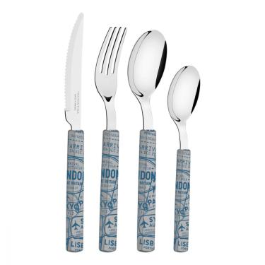 Imagem de Faqueiro Tramontina Cabo De Polipropileno Cinza 16 Peças