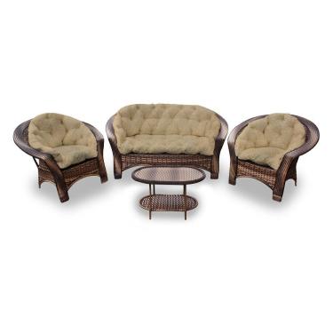 Imagem de Conjunto de Sofá Fibra e 2 Poltronas e 1 Mesa Centro