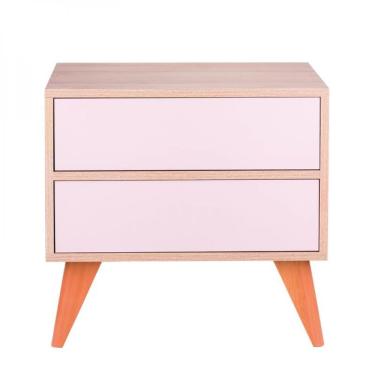 Imagem de Mesa De Cabeceira Retrô Bréscia Carvalho e Rosa Claro