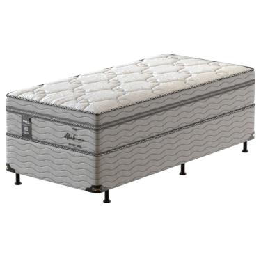 Imagem de Cama Box Solteiro Probel Alabama Com Euro Pillow E Molas Ensacadas 68x88x188 Cm Branco Com Cinza