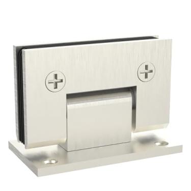 Imagem de AatrixQuayn Dobradiças de porta de chuveiro de vidro de 90 graus, latão sólido resistente, substituição de ferragens de porta de chuveiro para vidro temperado de 8 mm - 12 mm de espessura (escovado