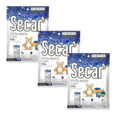 Imagem de Kit Com 3 Desumidificador Secar Closet Lavanda Kids Sem Perfume 250g Antimofo Com Aroma Suave Para Armários Roupas Ambientes Fechados (3, Kids)