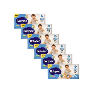 Imagem de Kit 6 Fraldas Babysec Galinha Pintadinha Ultrasec Hiper Tamanho G 60 unidades cada