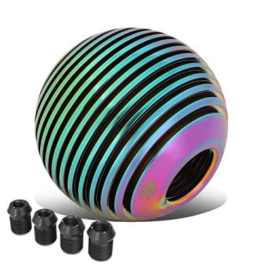 Imagem de NRG Innovations SK-703MC Botão de câmbio universal de alumínio com adaptadores de rosca, formato de bola redonda estilo dissipador de calor, Neo Chrome