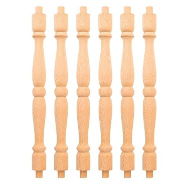 Imagem de TCHOSUZ Pacote Com 6 Balaústres De Madeira Inacabados 13" (33 Cm), Corrimãos Decorativos Europeus Sem Pintura Para Escadas, Móveis, Marcenaria, Artesanato, Reforma Da Casa