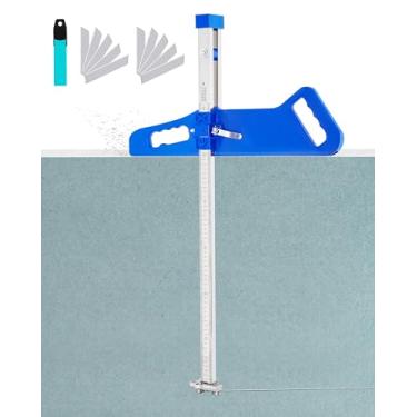 Imagem de YJINGRUI Ferramenta de corte de drywall, cortador de drywall dobrável com alça de nylon, ajuste de 1,2 cm - placa de gesso, cortador de placa de gesso manual com 10 peças de lâminas sobressalentes