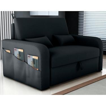 Imagem de Sofá Cama Com Baú Gorteen Veludo Inca Preto