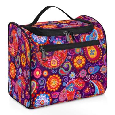 Imagem de cfpolar Mandala Paisley Flower Higiene Pessoal para Mulheres, Bolsa de Higiene Pessoal para Viagem Pendurada, Organizador de Maquiagem Cosmética Resistente à Água para Produtos de Higiene Pessoal e