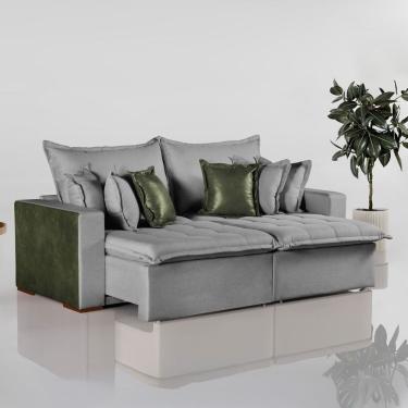 Imagem de Sofá Retrátil 2 Lugares 280cm Siena Cinza/verde