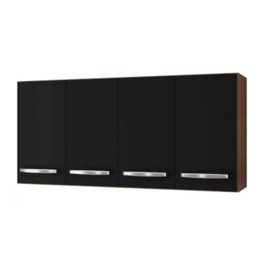 Imagem de Armário Aéreo Mara 118 Cm 4 Portas Cor:savana Preto