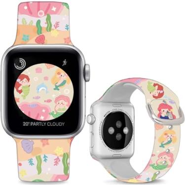 Imagem de Sjiangqiao Pulseiras de silicone macio compatíveis com Apple Watch de 38 mm, 40 mm, 41 mm e 42 mm (série 10), iWatch SE/SE2, pulseiras esportivas de substituição compatíveis com iWatch séries 10, 9, 8