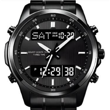 Imagem de Relógio Analógico Digital Pulseira Aço Inoxidável Preto