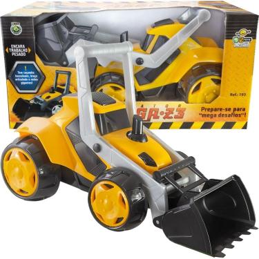 Imagem de Mini Trator Escavadeira Infantil de Brinquedo com pá amarelo