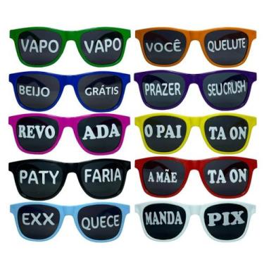 Imagem de Kit 10 Óculos Escuro Frases Divertida Festa Balada Casamento - Moda So