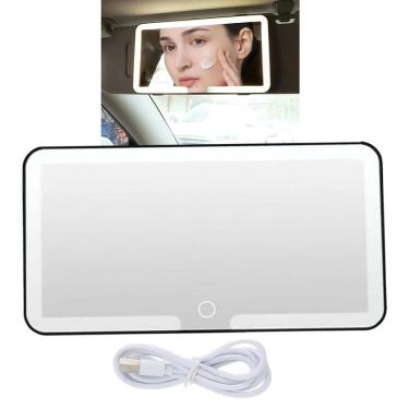 Imagem de Espelho de Carro Quebra Sol Maquiagem Led 3 Cores Sem Fio Iluminaçao Interna