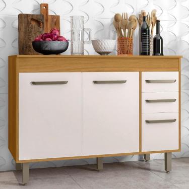 Imagem de Balcão De Cozinha Com Tampo 120cm Emily Freijó/off Acetinado Z44 - Mpozenato