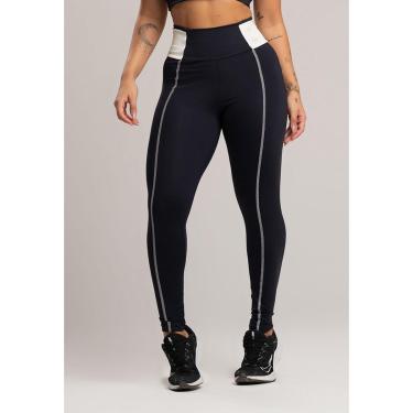 Imagem de Calça Legging Cós Off White Cintura Alta Poliamida Mvb Modas-Feminino