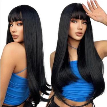 Imagem de Peruca Lace Com Franja Super Natural 70cm Longa Orgânica Premium - bbl