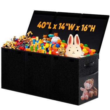 Imagem de Caixa de brinquedos extragrande, caixas organizadoras de armazenamento dobráveis com tampas, caixas grandes e resistentes para crianças, meninos, meninas, berçário, sala de jogos, sala de estar