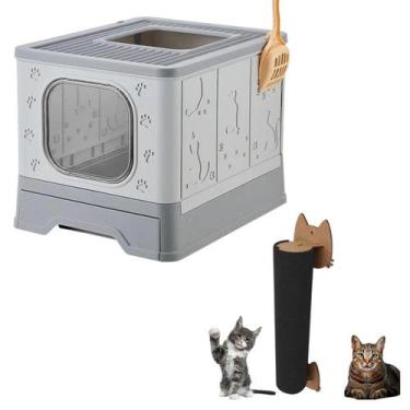 Imagem de Banheiro Gato Fechado Antiodor Com Pá + Arranhador De Parede - Global 