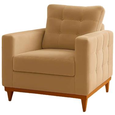 Imagem de Poltrona California em Veludo com Almofada Solta RR Estofados Cor Bege