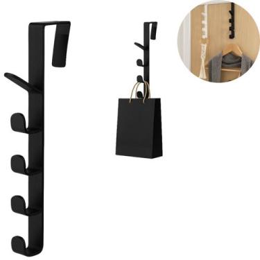 Imagem de Cabide Suporte Para Porta com 5 Ganchos para Pendurar - Kehome, Preto