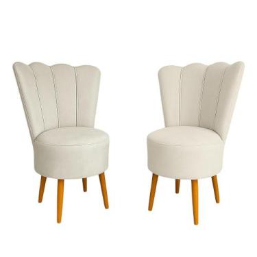Imagem de Kit 2 Cadeiras Decorativa Pétala Veludo Luxo Premium Pés Retrô Palito 