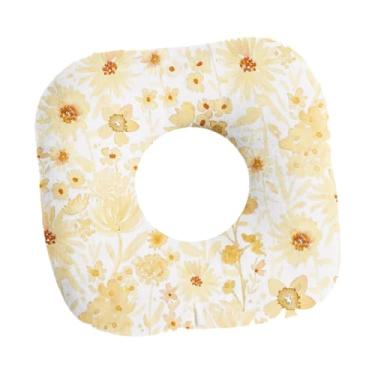 Imagem de Fenteer Travesseiro para piercing de orelha, moderno, lavável, portátil, protetor auricular, almofada para dormir lateral, para viagens, casa, relaxamento, Flor