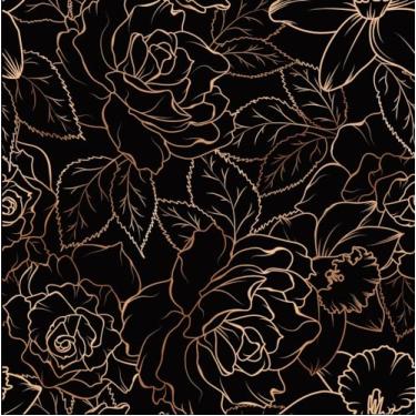 Imagem de MAGAFA Papel de parede floral dourado cobre - papel de parede removível vintage autoadesivo para quarto - adequado para locatários - 45 x 300 cm