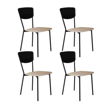 Imagem de Cadeira Vintage Retrô Fixa C-4 Pés 425 X 505 X 830 Mm C-4 Un. Cy.areia Lgt-cn.pto Areia Lgt-courino Preto