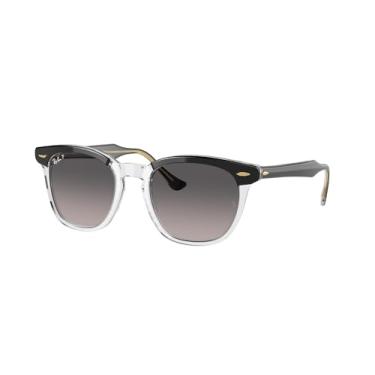 Imagem de Ray-Ban Óculos de sol quadrados RB2298F Hawkeye Low Bridge Fit, Preto em transparente/cinza dégradé polarizado, 54 mm