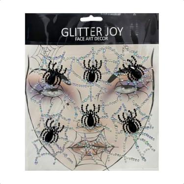 Imagem de Maquiagem Feminina de Halloween Pedraria Facial de Luxo Adesivas Fantasia Freira Vampira Caveira Mexicana Bruxa Gotica (Teia de Aranha)