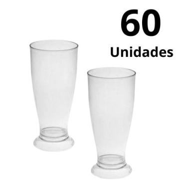 Imagem de Kit 60 Copos Mini Tulipa Acrílico Transparente 220ml Chopp - Lsc Toys