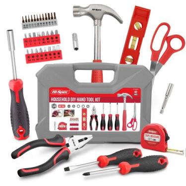 Imagem de Kit de ferramentas Hi-Spec 42 peças Red Household DIY com conjunto de 