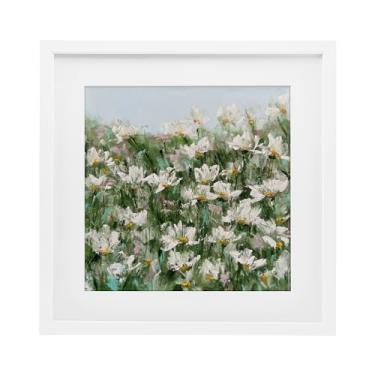 Imagem de Stupell Industries Impressão emoldurada branca Daisy Field in Springtime Design sob vidro por Emma Bell, 40,6 x 40,6 cm