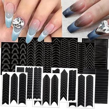 Imagem de Guias de unhas de ponta francesa, 1860 peças de adesivos de arte de unhas de manicure francesa, fitas autoadesivas de tiras de linhas onduladas, ferramenta de unha francesa, formas de unhas francesas