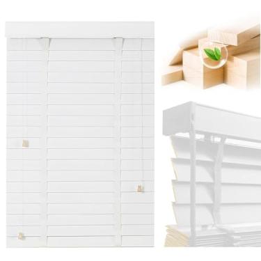 Imagem de Persianas de madeira de 5 cm para janelas internas: Persianas e persianas blecaute de madeira, persianas horizontais de privacidade de tamanho personalizado para casa, quarto, banheiro, sala de estar