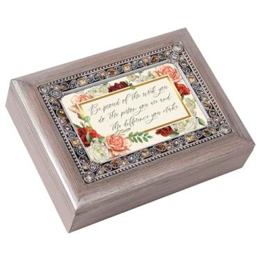 Imagem de Cottage Garden Caixa de joias com foto musical toca Tune You Light Up My Life 15 x 20 cm acrílico e vidro Be Proud of The Work You Do