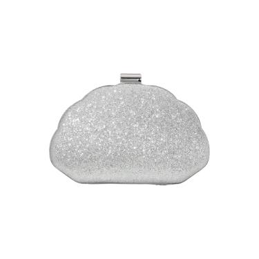 Imagem de Verdusa Bolsa feminina em forma de concha para noite com alça de corrente metálica glamourosa bolsas clutch, Glitter prata, one_size