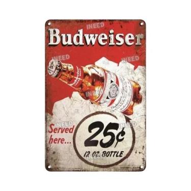 Imagem de Placa De Metal Vintage Budweiser Beer Tin Sign Para Decoração De Bar E