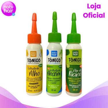 Imagem de Kit tônico capilar Natuhair 30 ml - Alho + Alecrim + Rícino Super Cres