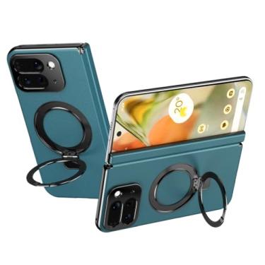 Imagem de HAOMRIYL Capa magnética para Google Pixel 10 Pro Fold, protetor de tela embutido; suporte de anel capa de couro anti-queda capa de proteção de dobradiça para câmera, verde, dobra 10 Pro