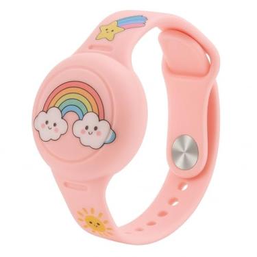 Imagem de Pulseira Infantil de Silicone para AirTag, Ajustável, Impermeável, Anti Perda, Suporte Rastreador GPS Designs Divertidos (Rosa Arco Iris)