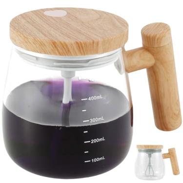 Imagem de Caneca de café com agitação automática, copo de mistura elétrica com medida, caneca automisturadora de vidro de 400 ml, copo elétrico de agitação de alta velocidade alimentado por bateria, copo de