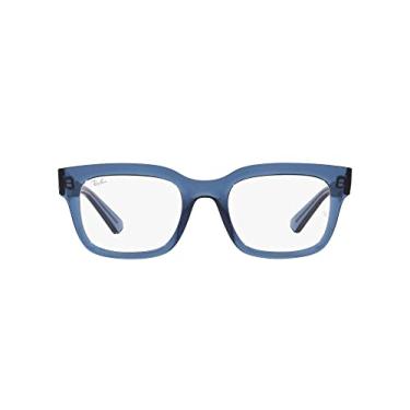 Imagem de Ray-Ban Armação retangular para óculos de grau Rx7217f Chad Low Bridge Fit, Lente transparente azul escuro/demonstração, 54 mm