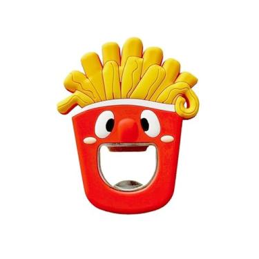Imagem de DIKIMO Abridor de garrafas de silicone em forma de desenho animado, abridor de refrigerante de cerveja de metal para geladeira, barman, cozinha, utensílios de bar (batatas fritas)