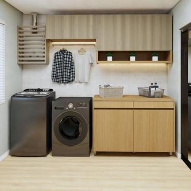 Imagem de Lavanderia Modulada 3 Peças 5 Portas 2 Gavetas - Nesher Móveis