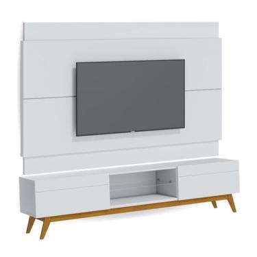 Imagem de Conjunto Rack para Sala de Estar Retrô 2 Gavetas com Painel Estante Su