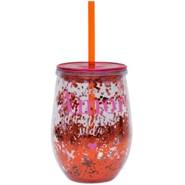 Imagem de Copo Canudo Vermelho Para O Amor Da Minha Vida 350ml - Projeto Kiwi